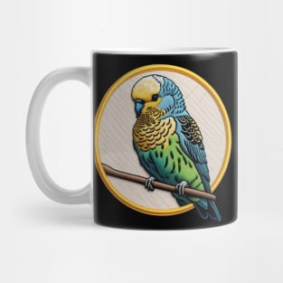 Colorful Budgie Embroidered Patch Mug